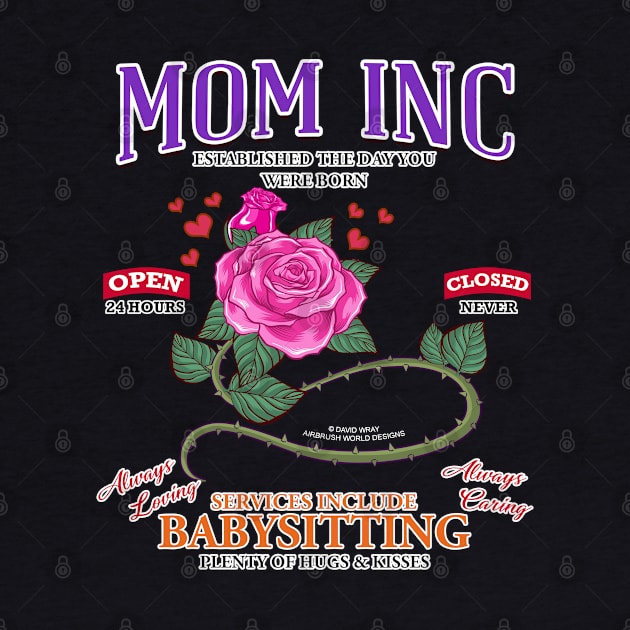 Mom Inc Services Include Babysitting Funny Mothers Day Novelty Gift by Airbrush World